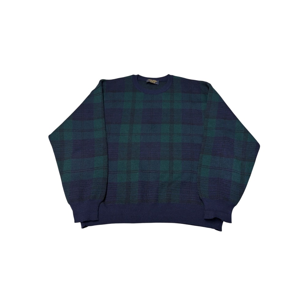 Brooks Brothers 1818 Merino Wool Black Watch Plaid Sweater Mens XL Made in Italy